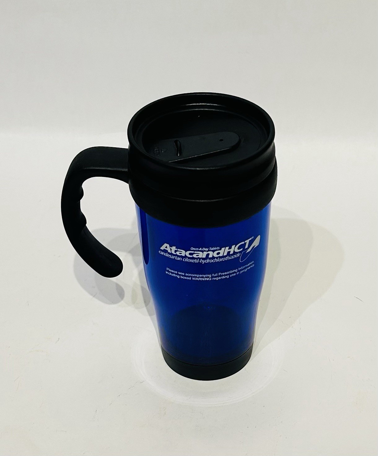 Pharmaceutical Travel Plastic Coffee Mug Cobalt Blue Drug Rep Tumbler