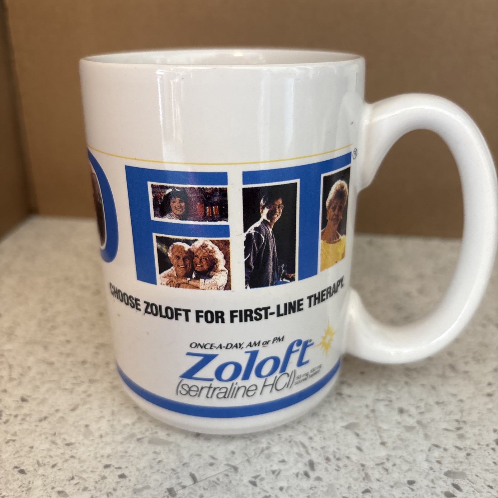Zoloft First-Line Therapy Coffee Mug Pharmaceutical Promo Rep Advertising Pfizer