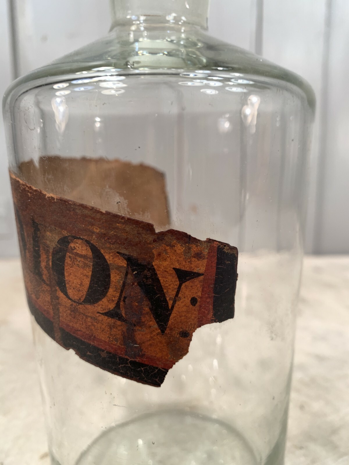 Antique scientific pharmacists jar with original label but no stopper