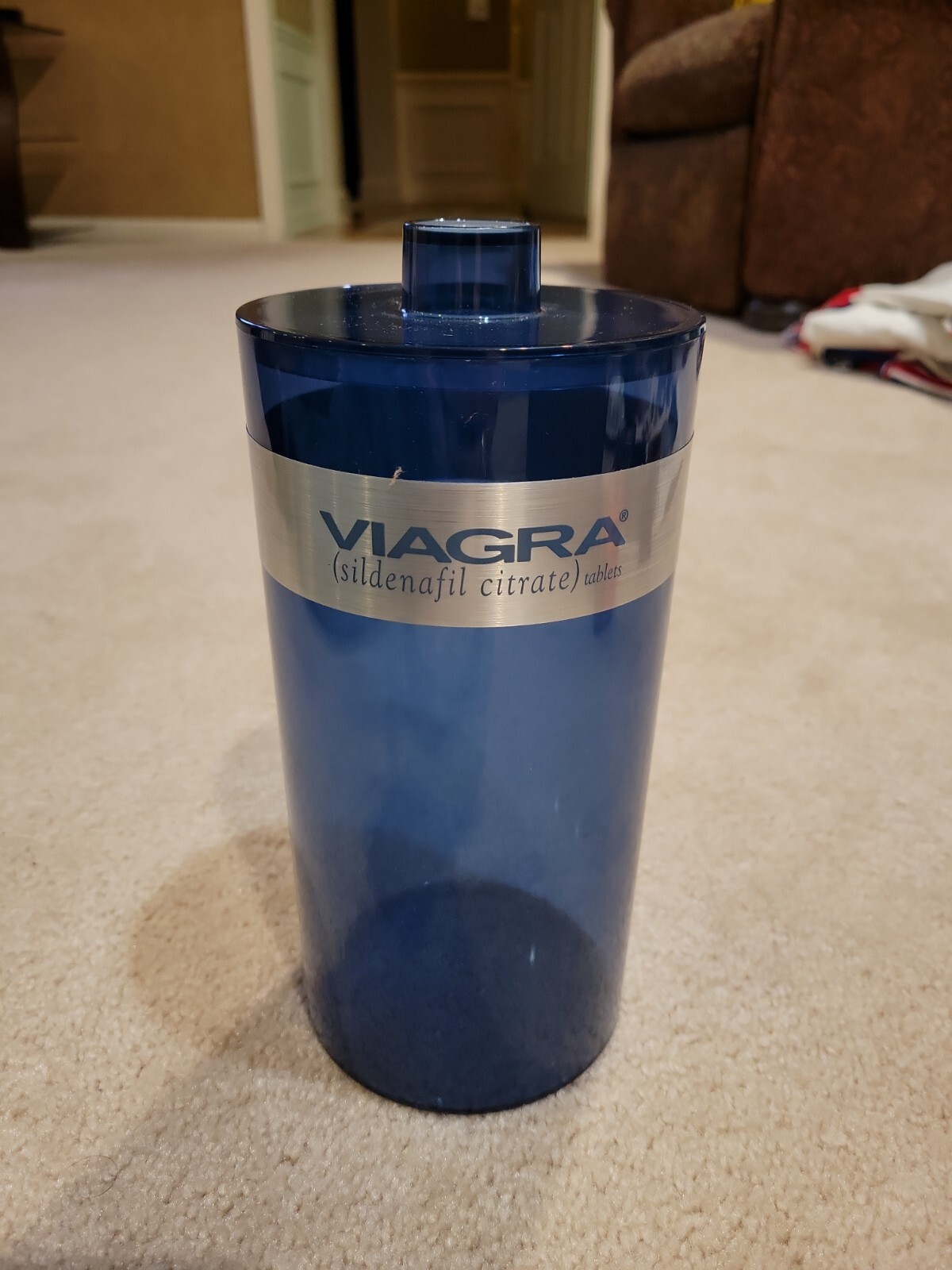 VIAGRA Jar CANNISTER Pharmaceutical Drug Promo ~plastic~ 8″
