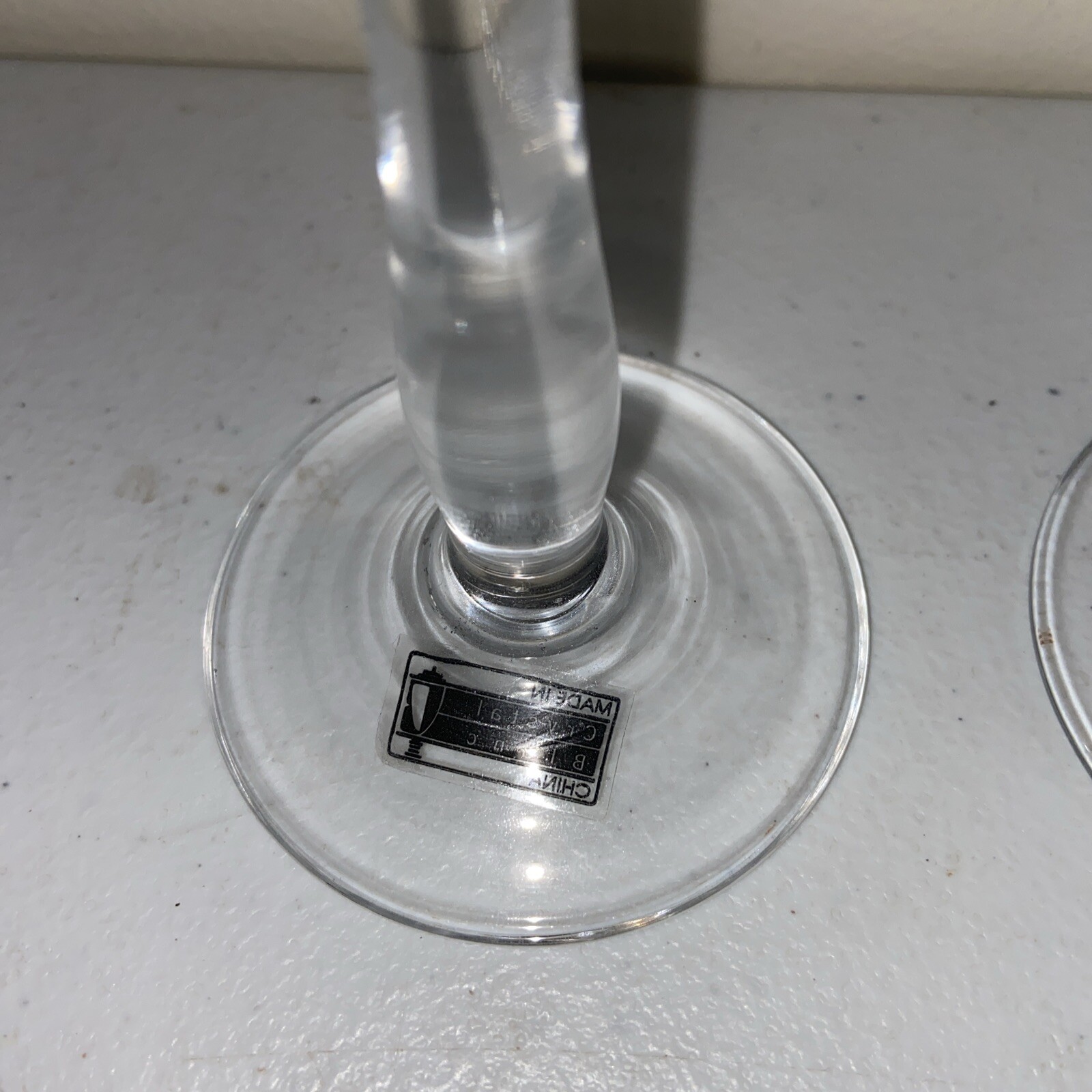 NOVARTIS Champagne Glasses Set Of 2 Clear Crystal 10” Tall Pharmacy Medical NOS
