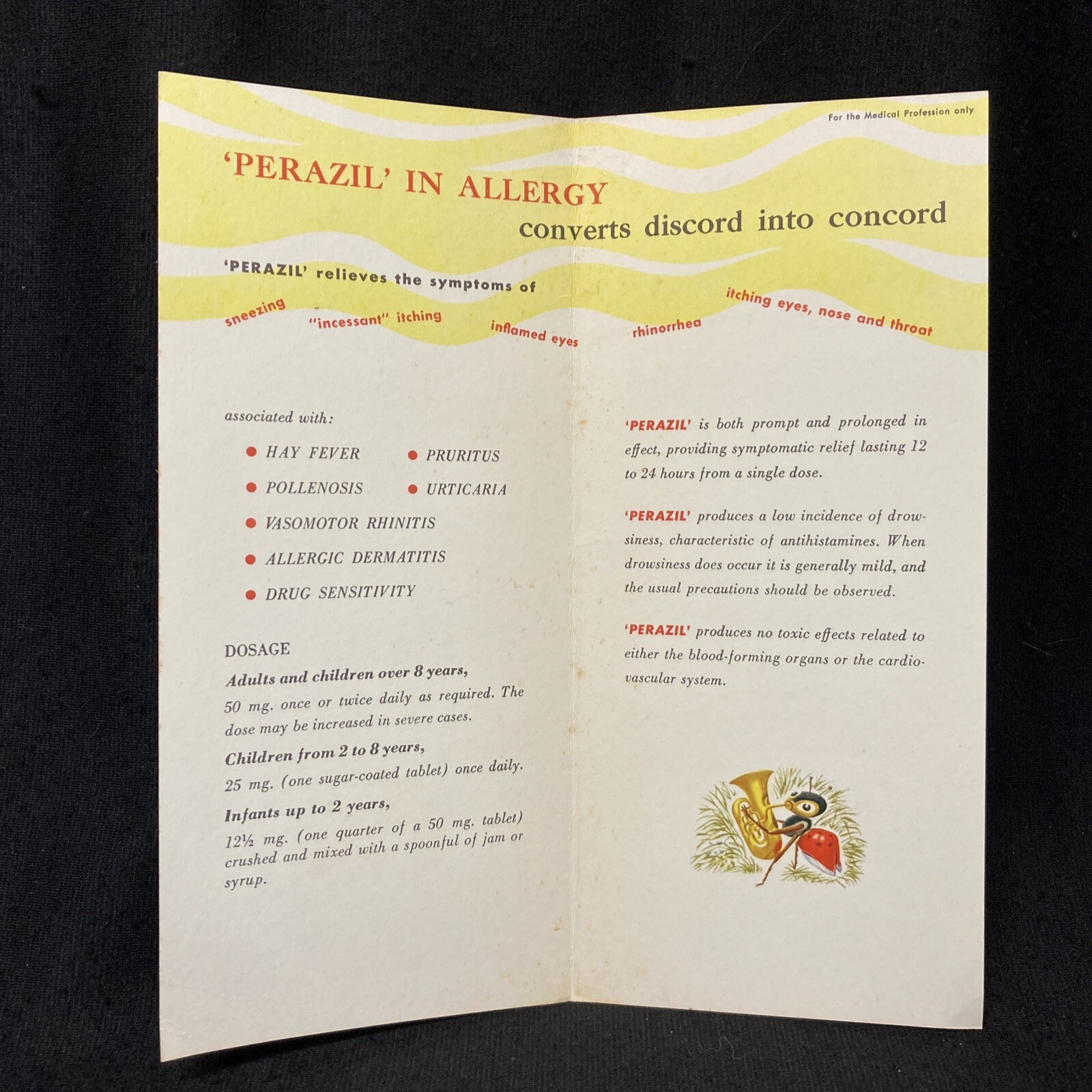 PERAZIL Allergy medicine brochure IN TUNE WITH NATURE Burroughs & Wellcome VTG