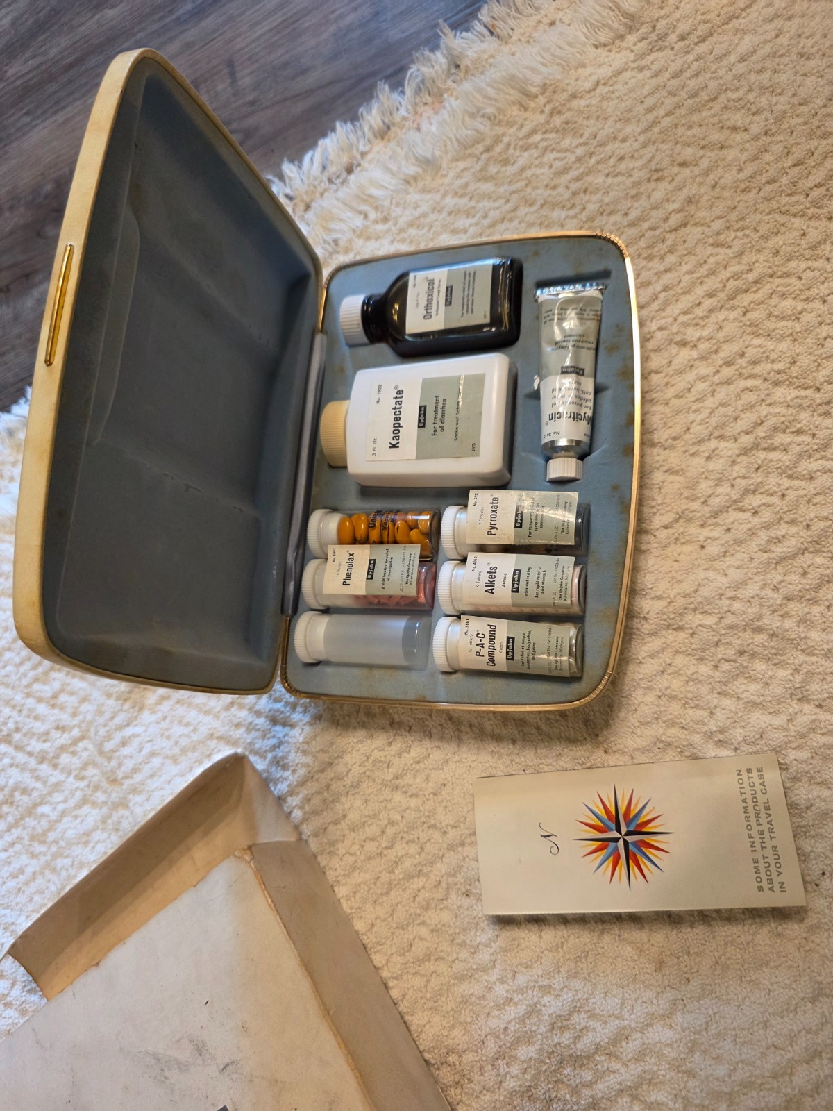 Vintage Upjohn Drug Travel Case Medical Kit 1960s Complete with Box & Booklet