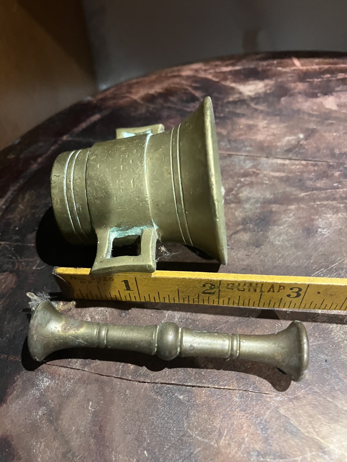 Vintage Brass Small Miniature Double Handled Mortar & Pestle