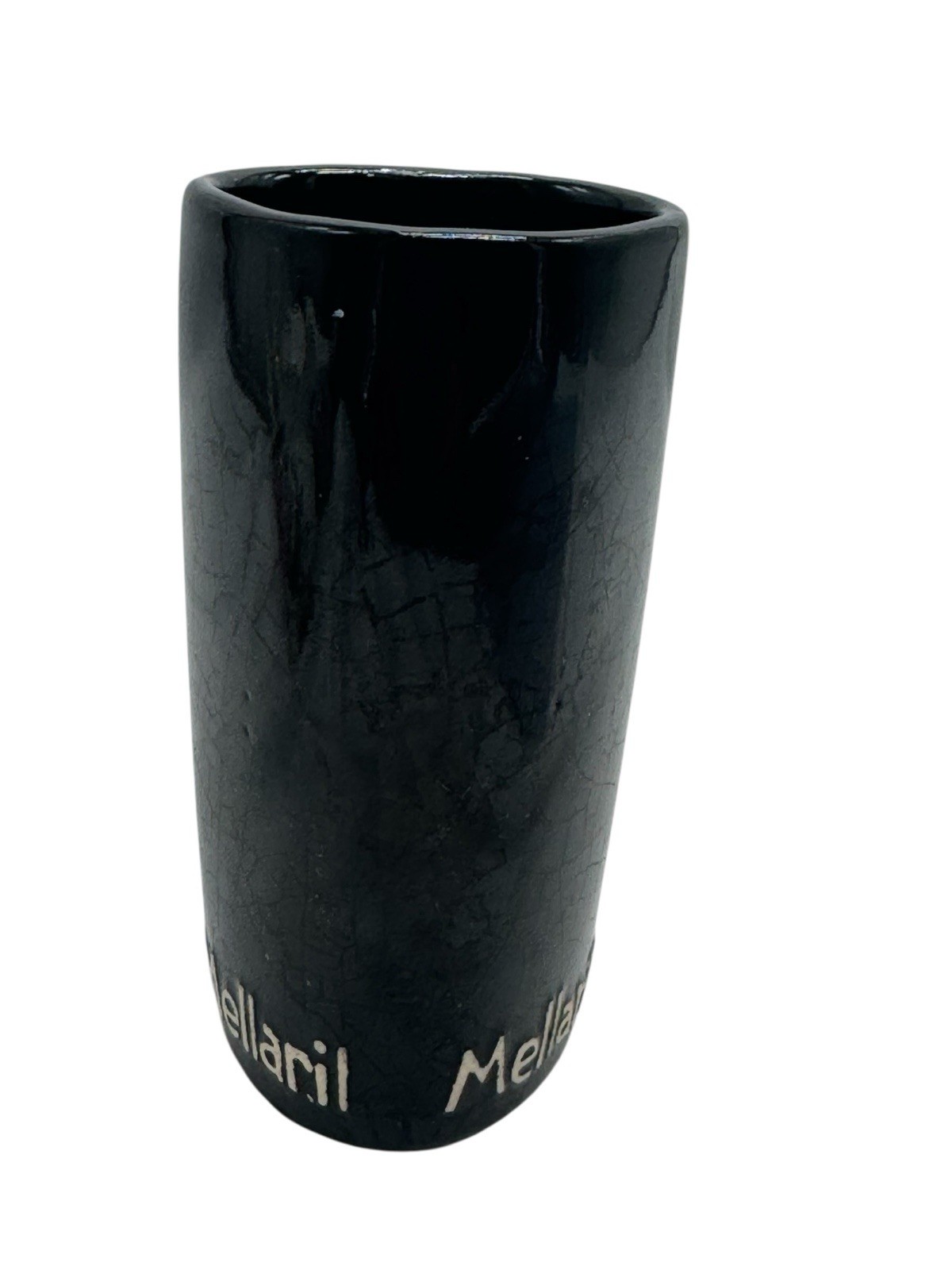 VTG Mellaril Cup Pen Holder Psychiatric Drug Pharmaceutical Black Pottery Desk