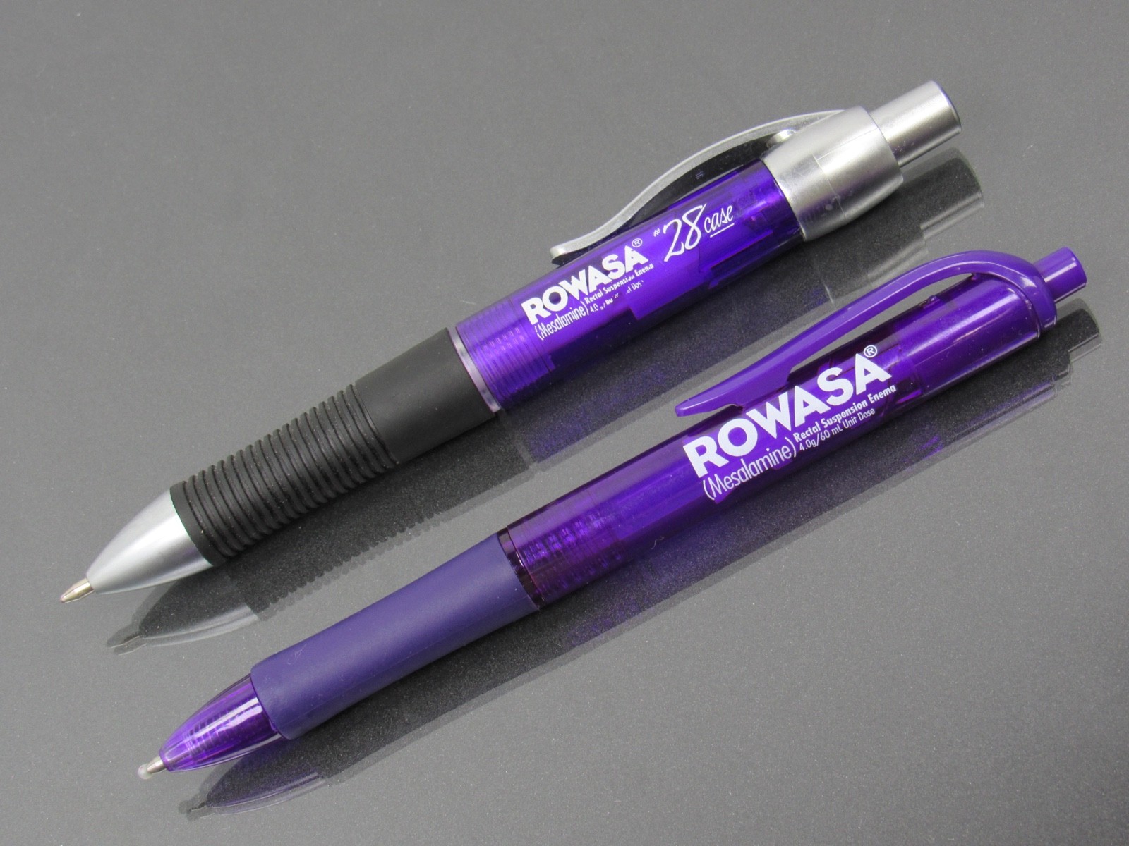 Lot of 2 Purple Rowasa PENS Drug Rep Pharmaceutical Promo Medical Advertising