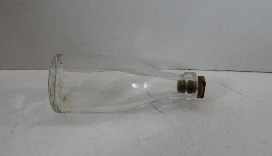 United Glass Bottle UGB (8-s) England Miniature Clear Glass Medicine bottle 3″H