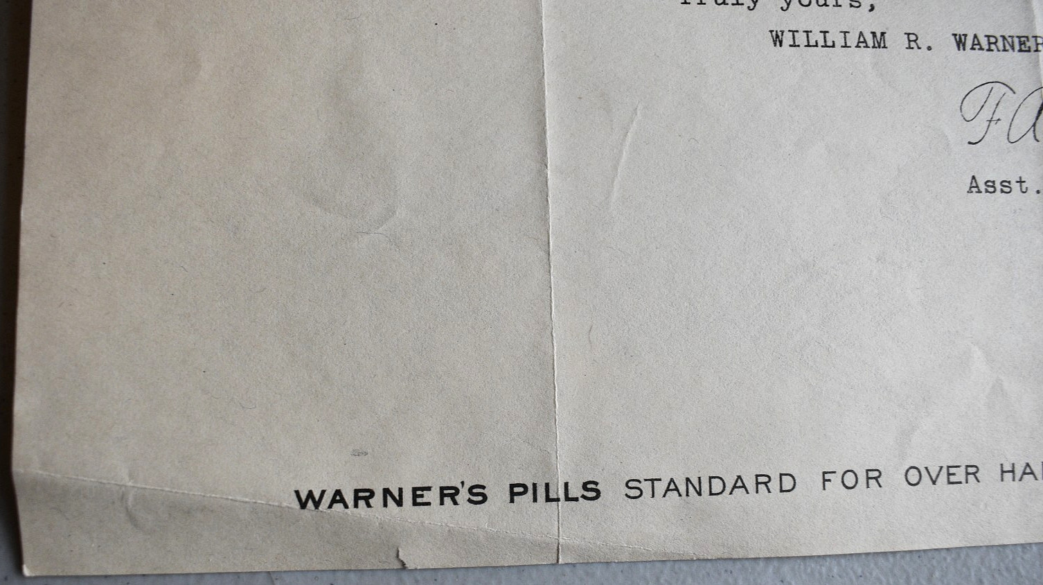 William R. Warner Medicine Drug Pharmacy Laboratories Vintage 1925 LETTERHEAD