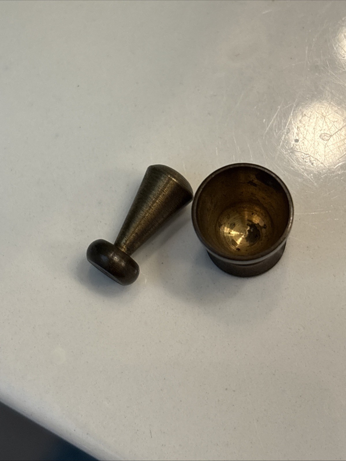 Miniature 1/2. ” Mortar & Pestle Antique Solid Brass? Bronze?