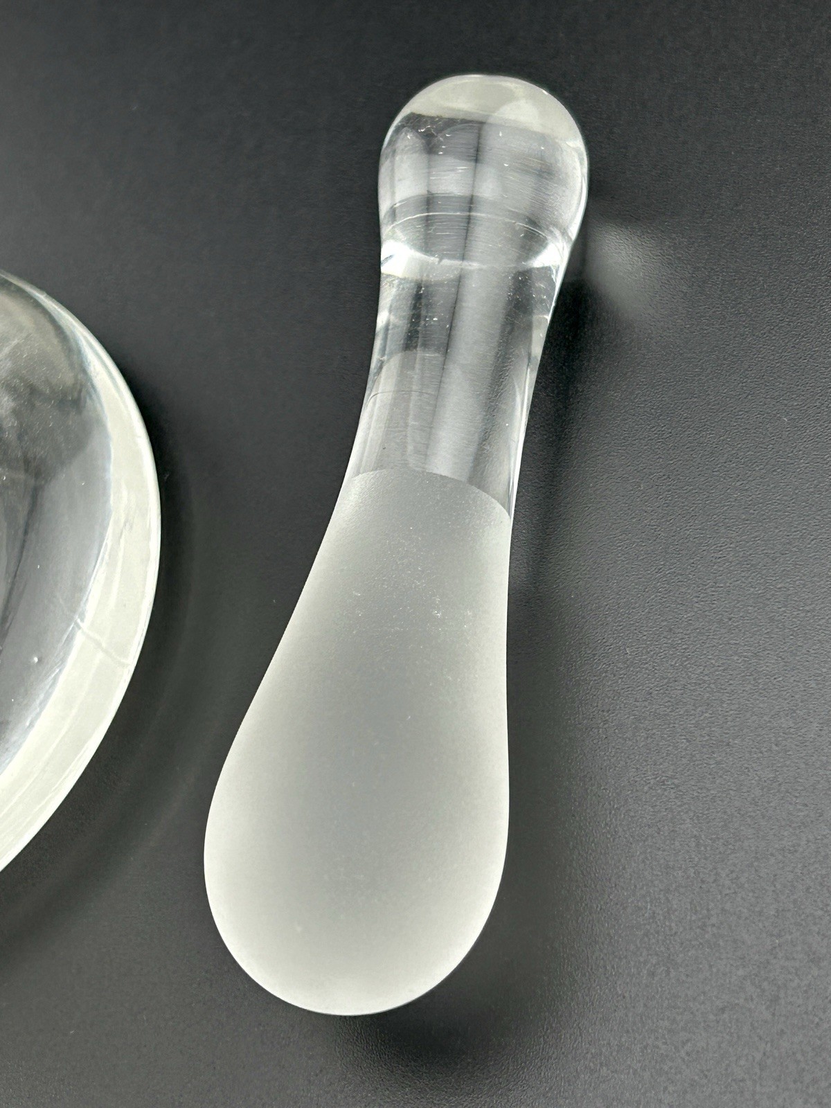 1940s Heavy Hand Blown Clear Glass Apothecary Mortar Pestle Pontil Pharmacy VTG