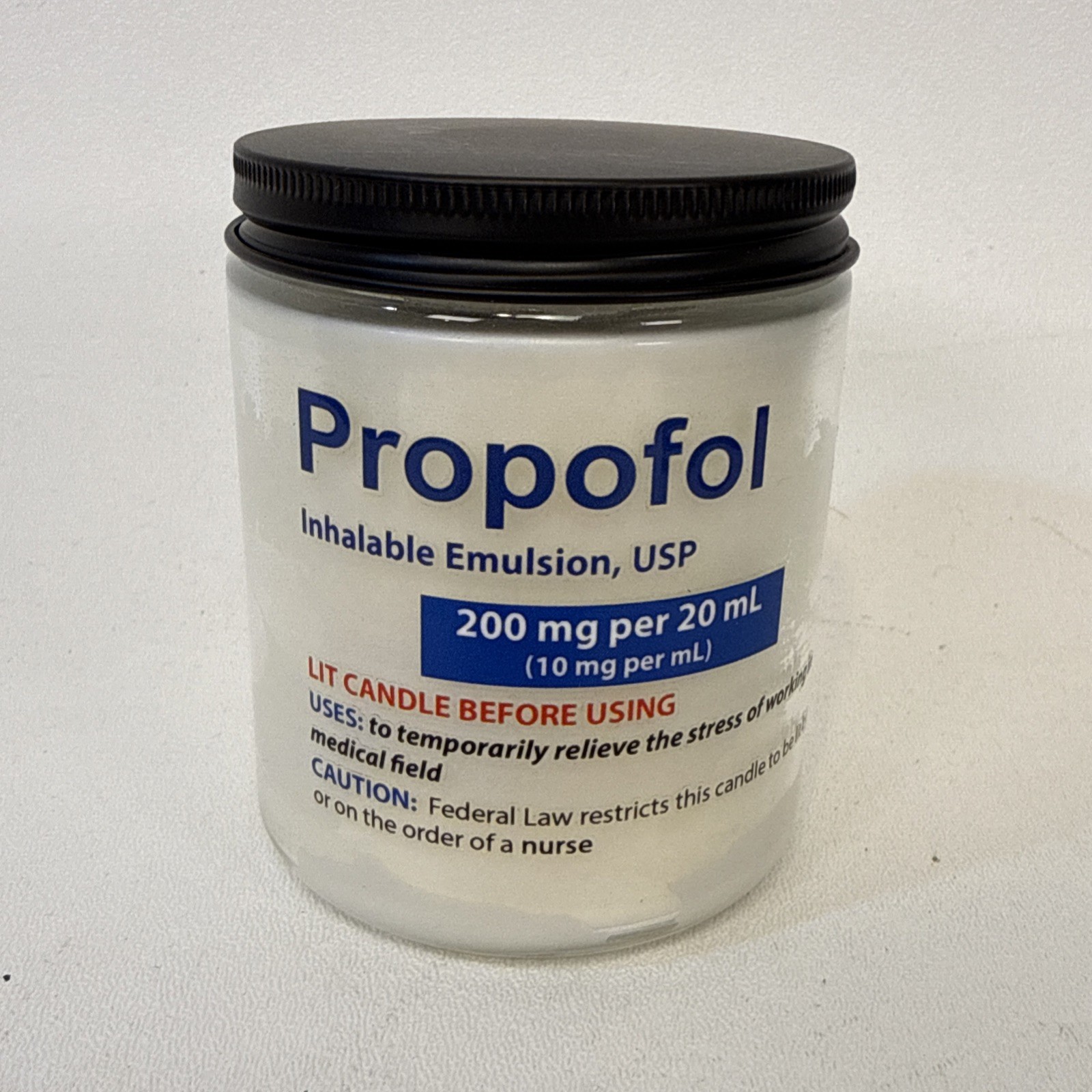 Propofol Humorous Fresh Scented CANDLE Healthcare Provider Pharmaceutical Merch