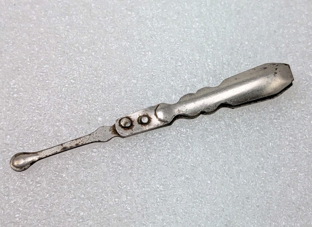 Vintage Silver Tone Measuring Spoon Tweezer End Pharmacy Pharmaceutical