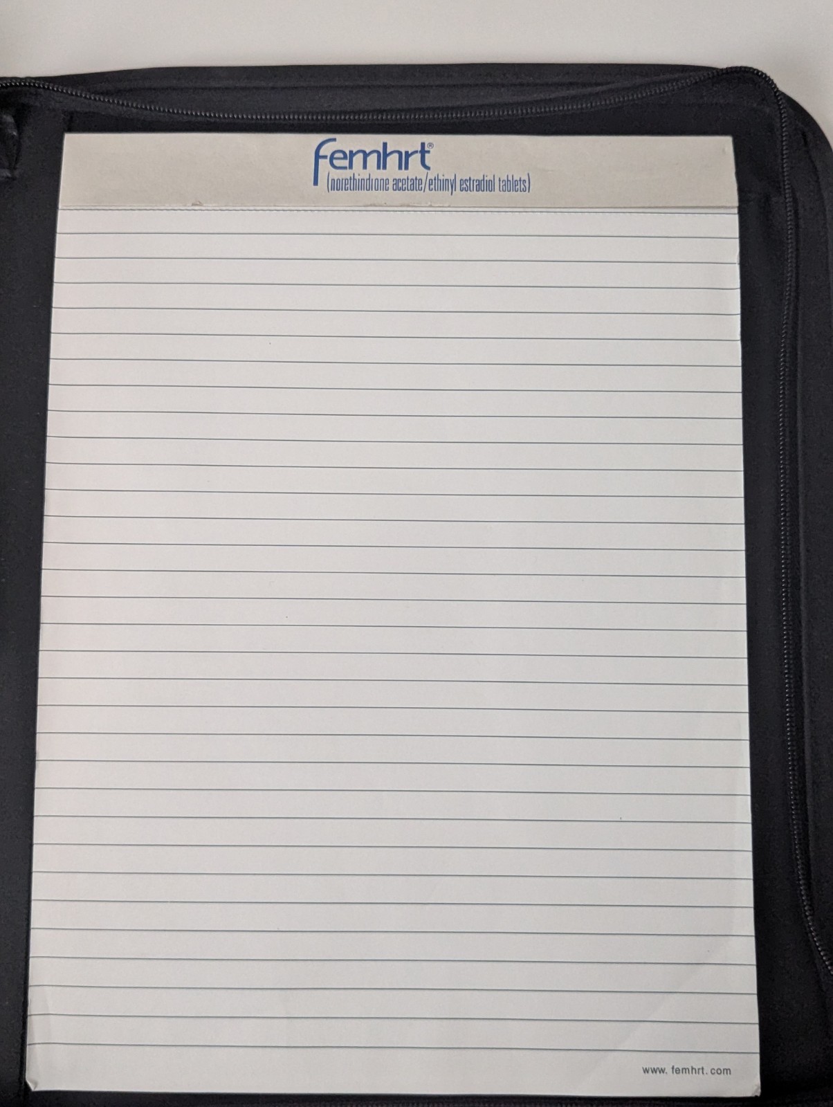 Drug Rep Pharma Item ~ FEMHRT Zip Up File Folder Binder with Notepad