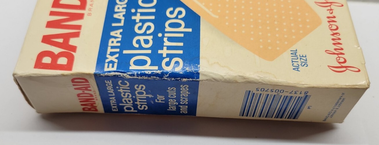 Vintage Band-Aid Extra Large Plastic Strips 2″ Bandages 10 Pack In Box