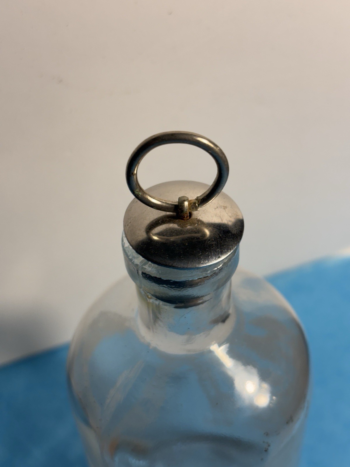 Antique French Victorian Glass Etch Decorated Monogram Apothecary Spirit Bottle