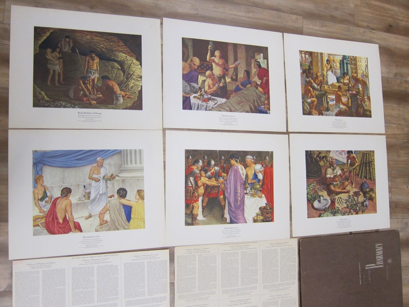 VTG. A HISTORY OF PHARMACY IN PICTURES by Parke Davis Set 12 Prints 1950’s