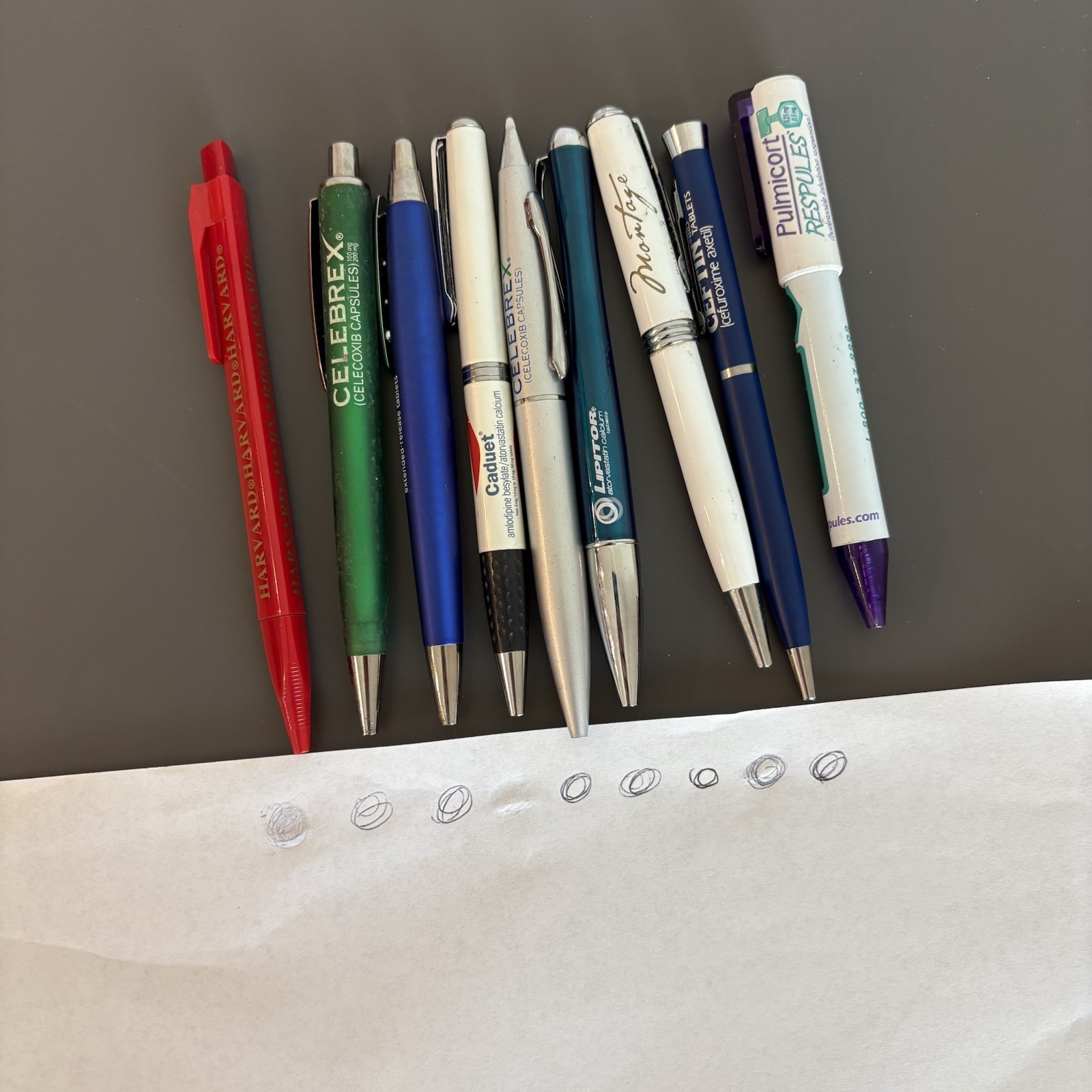 Vintage Pharmaceutical Drug Rep Pens Lot Promotional And A Harvard And Hotel Pen