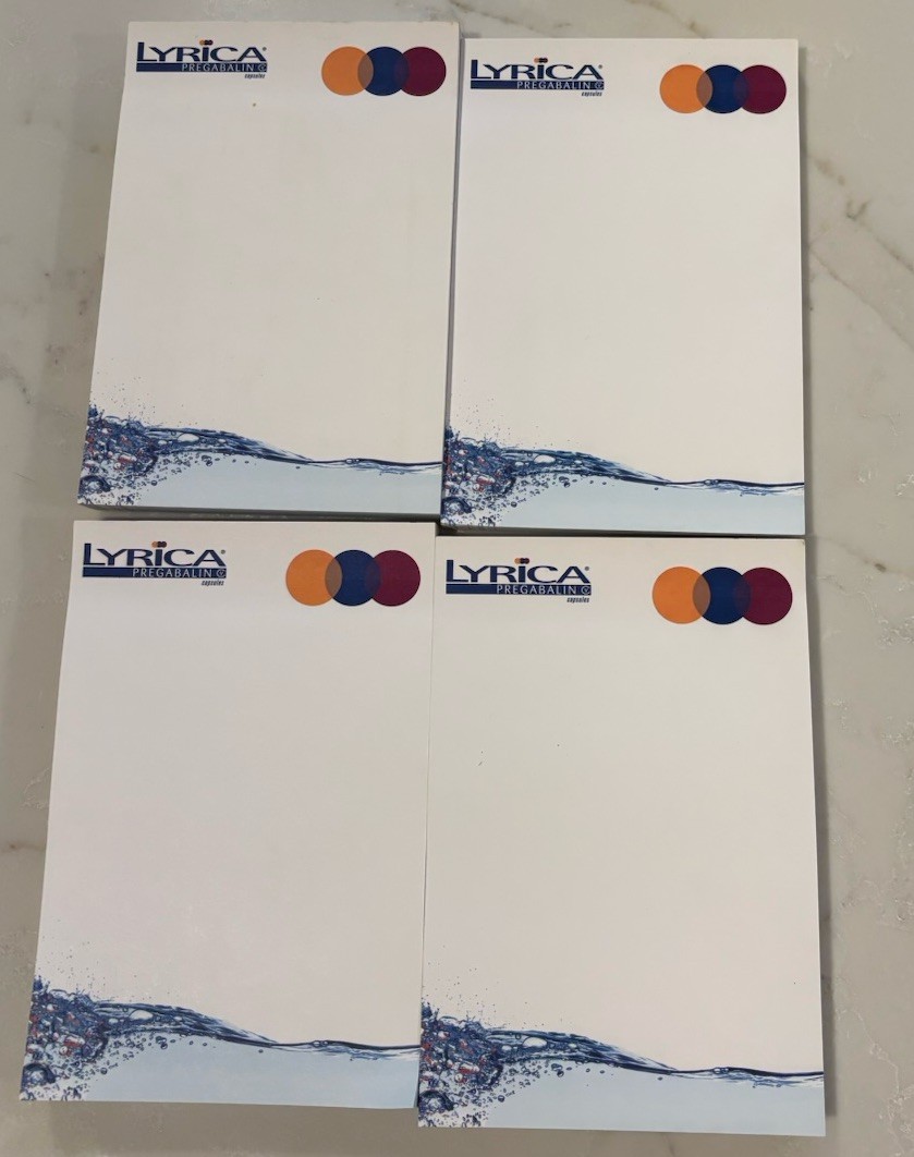 Lot of 4 2007 Lyrica Pharmaceutical Promotional Sticky Notepads Pfizer