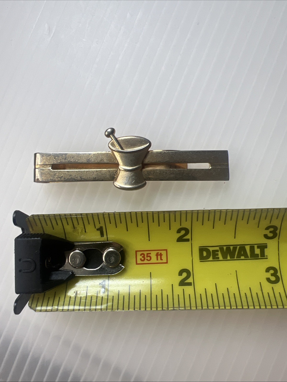 Pharmacy Apothecary Mortar & Pestel Tie Clip Tie Bar Vintage Gold Tone Anson