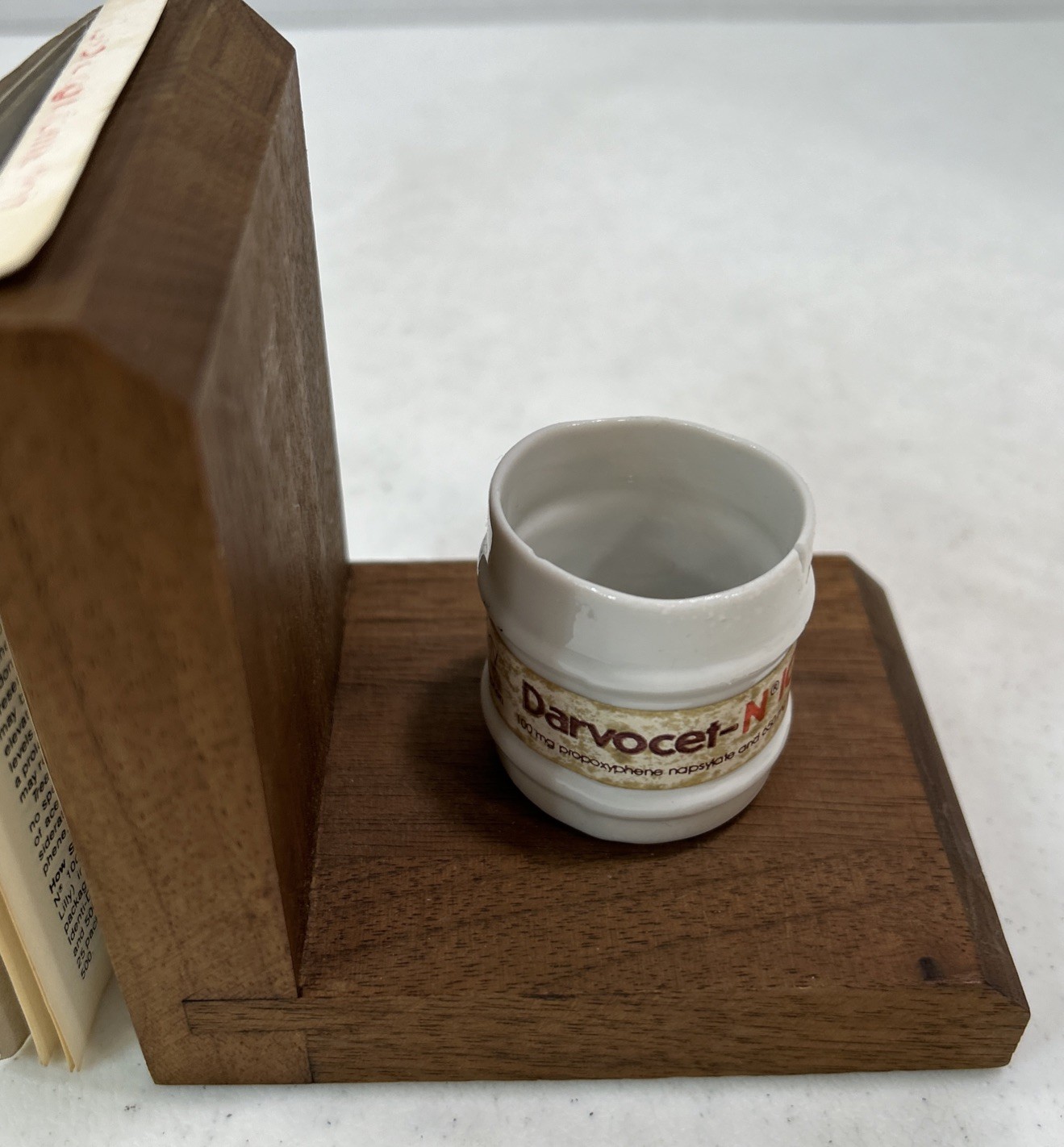 Pharmaceutical Vintage 1982 Lilly Mini Apothecary Bookends Darvocet-N 100 Wood