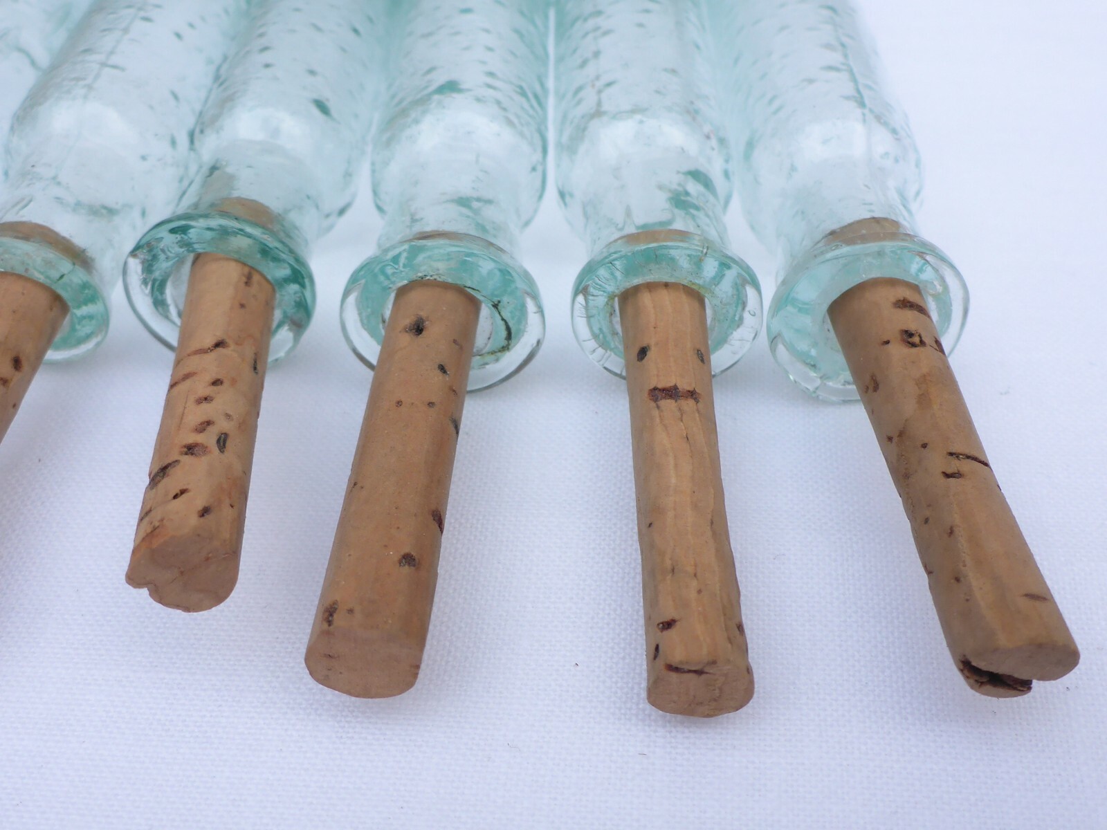 2 X Old Small Medicine Glass Pharmacy Bottle Green Long Approx. 10.0 Cm