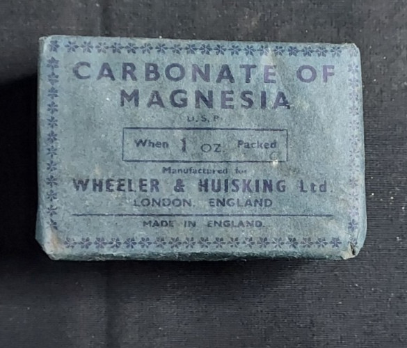 NOS Medicine Box Carbonate Of Magnesia Wheeler & Huisking Ltd London England