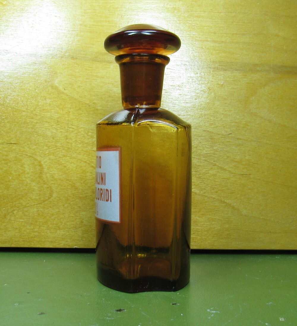 Vintage Medical Science Glass Bottle ,Amber color,Germany №29924
