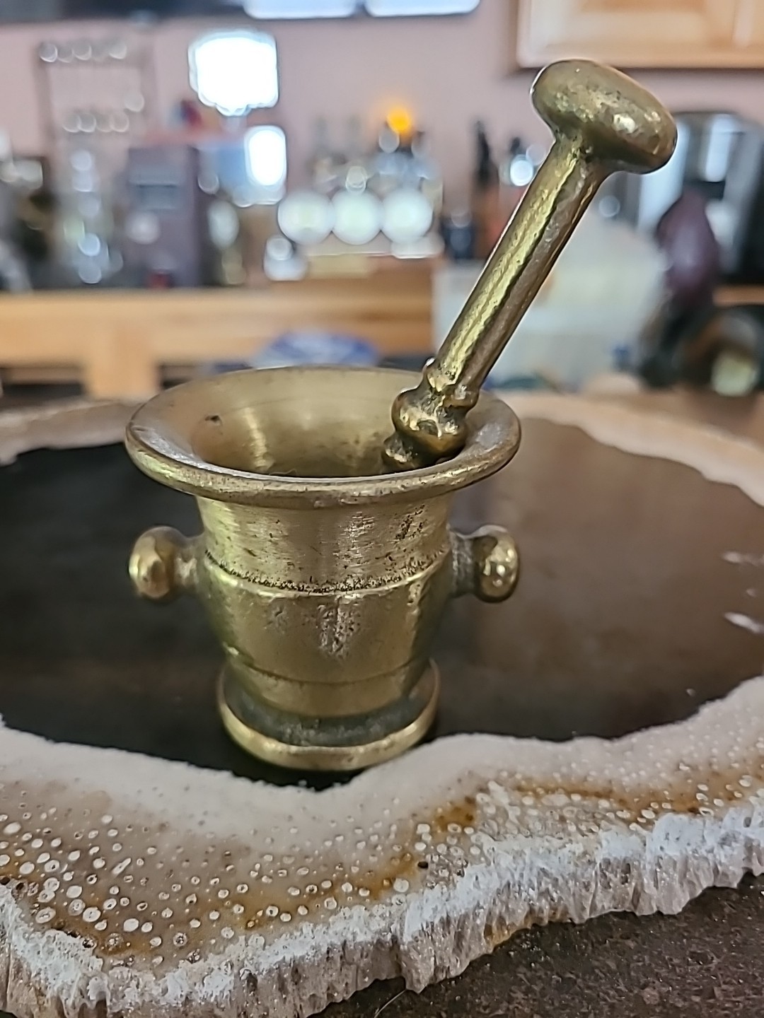 Brass Mortar & Pestle Miniature Apothecary 2.25″ X 2.25″ Vintage Austria