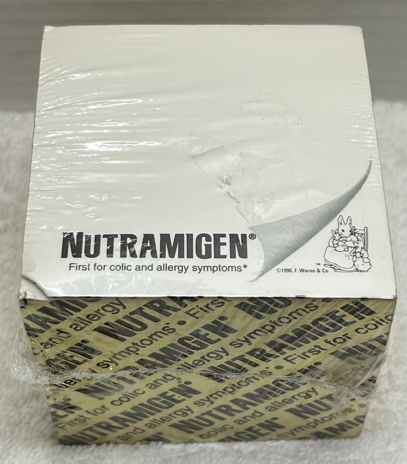 New/1990 Nutramigen/Drug Rep Paper Note Cube Colic/Infant Pharmacy Rep Vintage