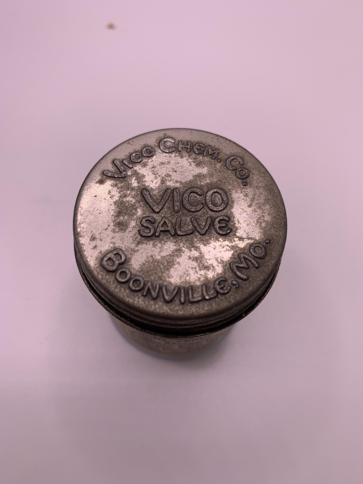 Vintage Vico Salve Ointment Jar Box And Insert Boonville MO USA Chem Co