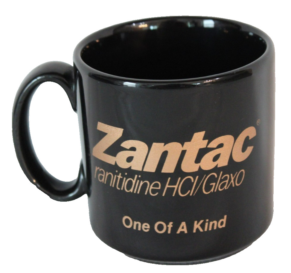 Zantac Hippocrates Pharmaceutical Coffee Mug Tea Cup Doctor Black Made England