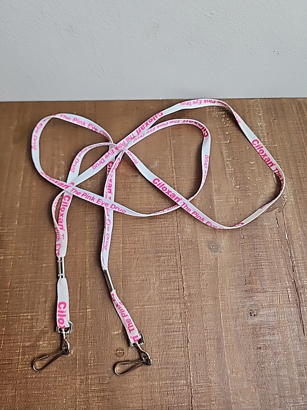 2 Ciloxan Pink Eye Lanyard Drug Rep Pharmaceutical Promo Advertising White