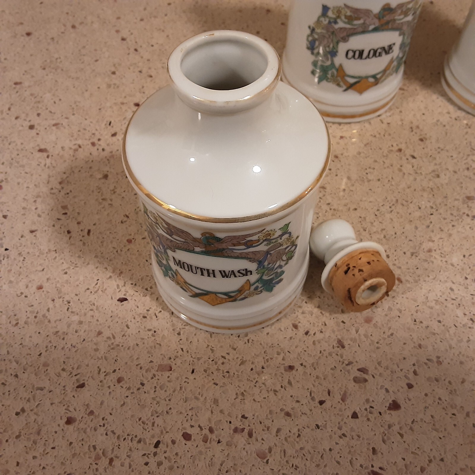 Set of 3 Vintage Ceramic Apothecary Pharmacy Jars with Lids