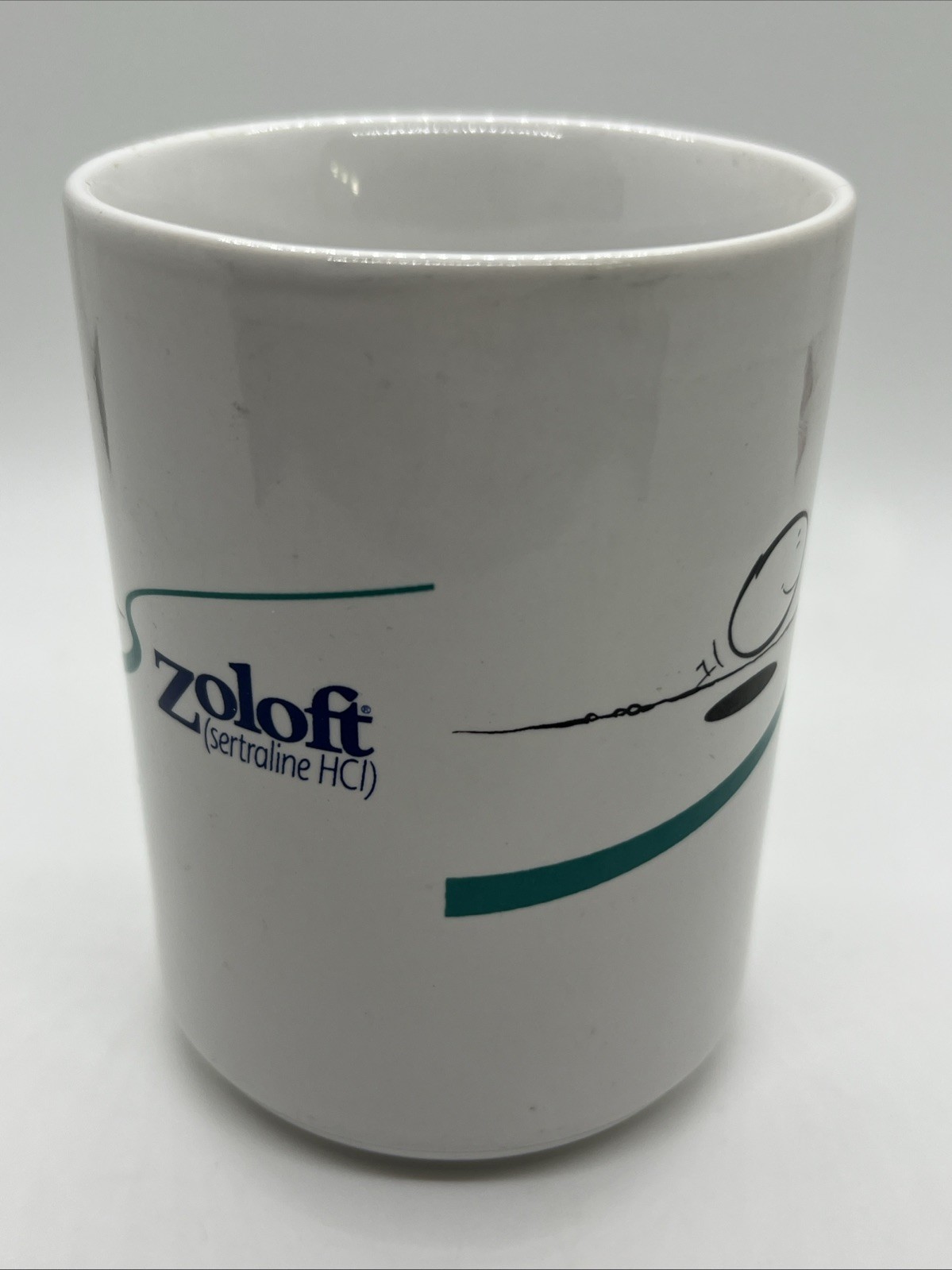 Pfizer Zoloft Coffee Mug Cup White Blue Pharmaceutical Promo Rep Advertising