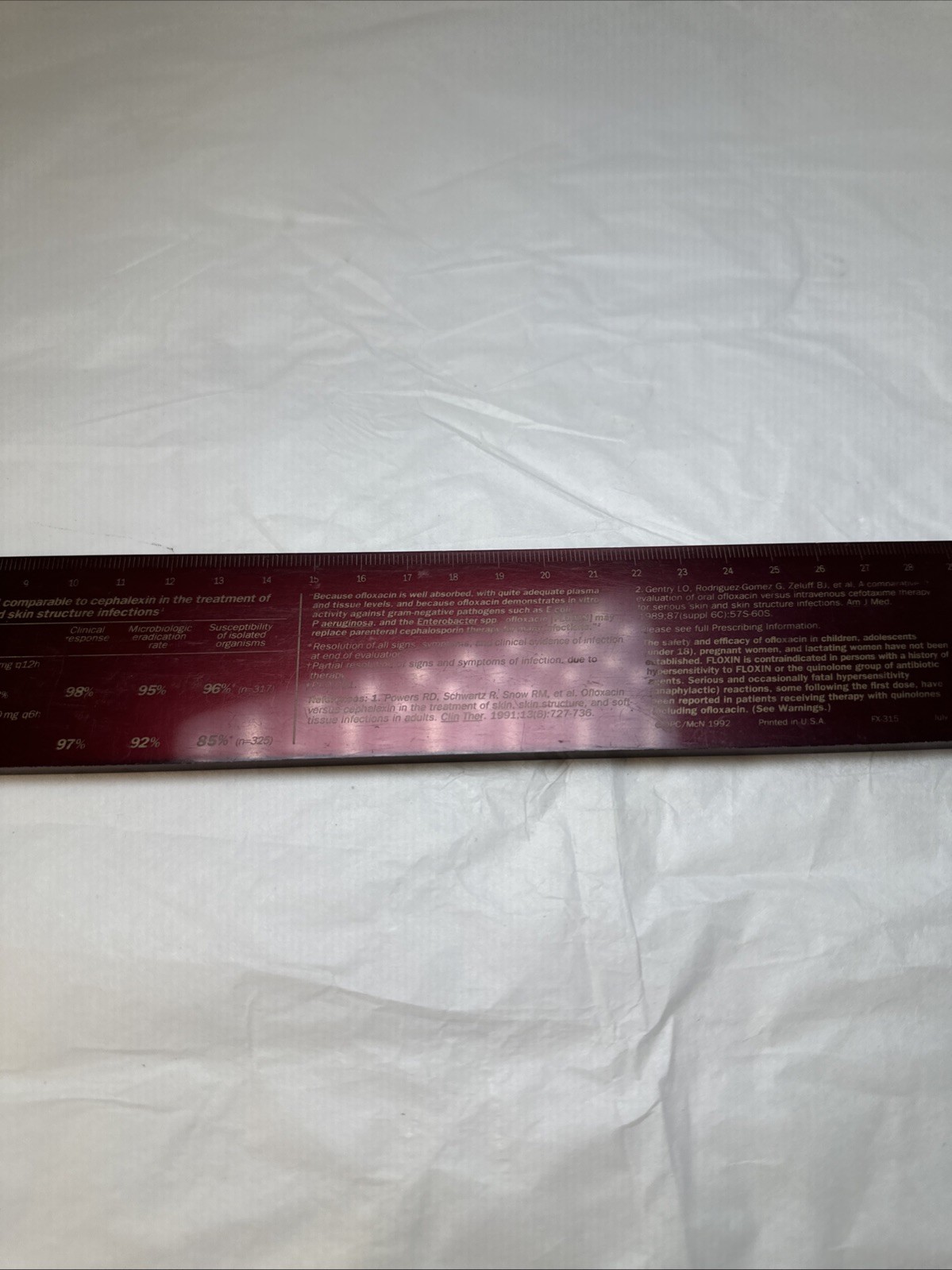 Vintage 1992 FLOXIN LOFLOXACIN Pharmaceutical Drug Rep RULER