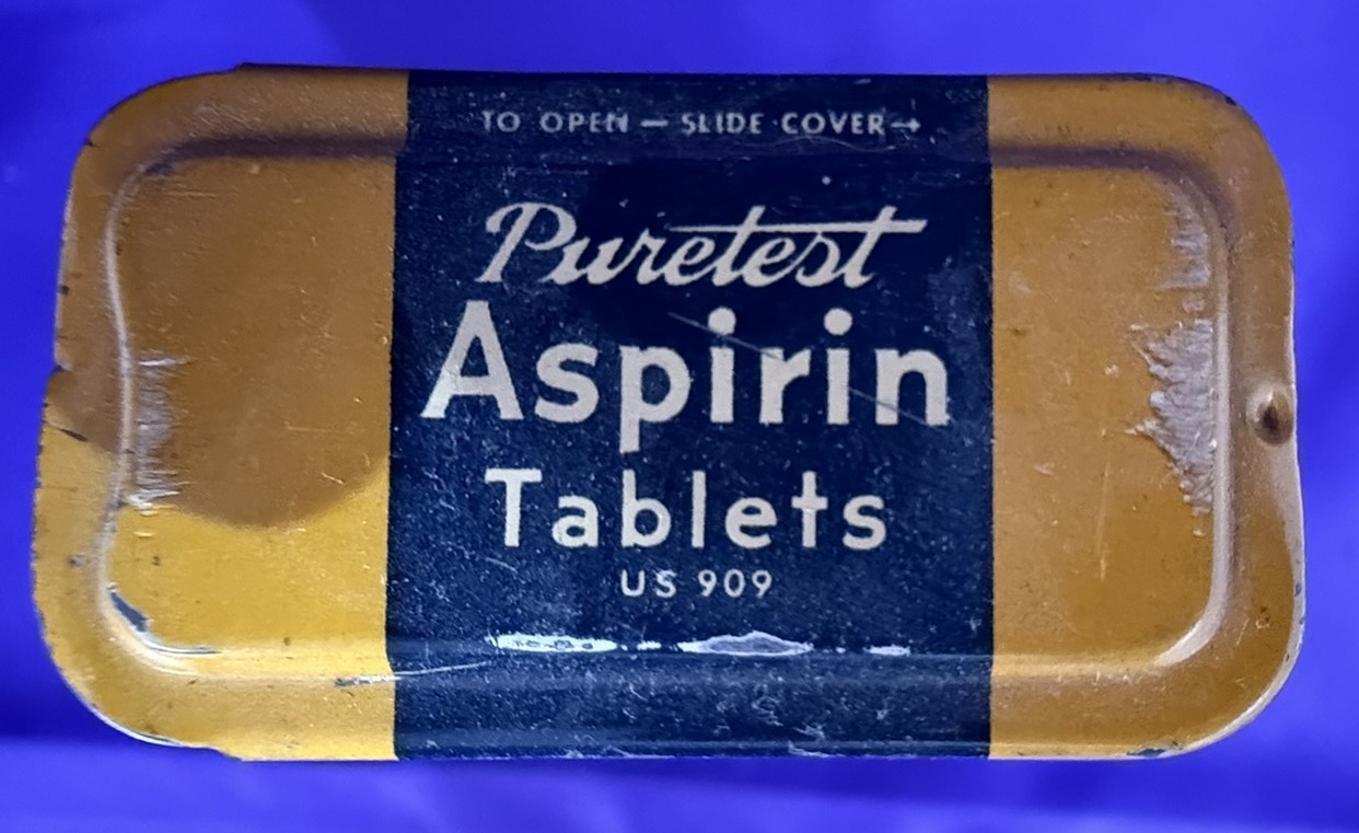 Puretest Aspirin United Drug Co. Rexall Product Sliding Top V