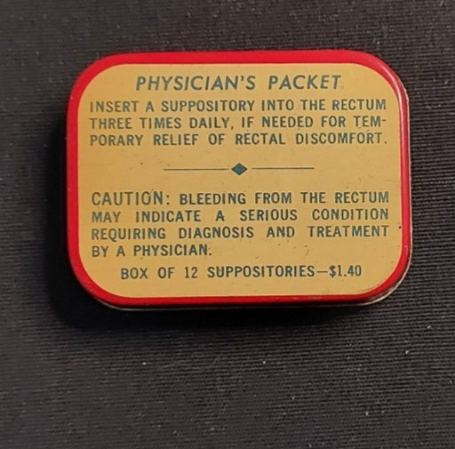 New Old Stock Medicine Tin Rectal Medicone Suppository Medicone Co New York