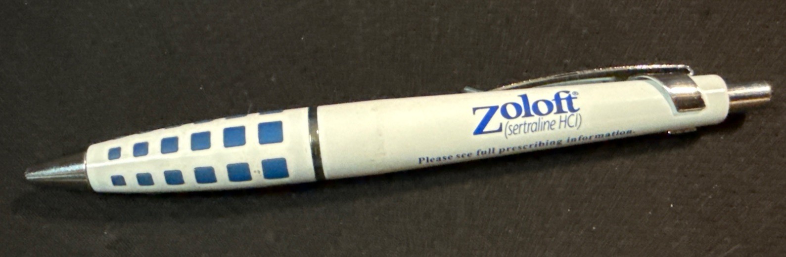 Zoloft Metal White PEN Drug Rep Pharmaceutical Promo Medical Advertising