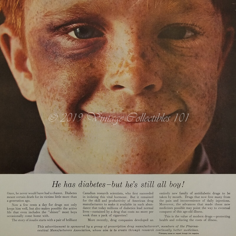 1962 Pharmaceutical Science Insulin Diabetes Research photo art decor vintage ad
