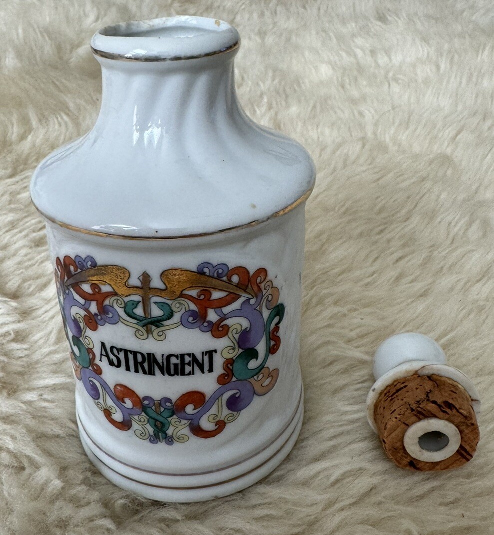 Vintage Porcelain FRENCH APOTHECARY JARS Salts- Cotton -Cologne -Astringent