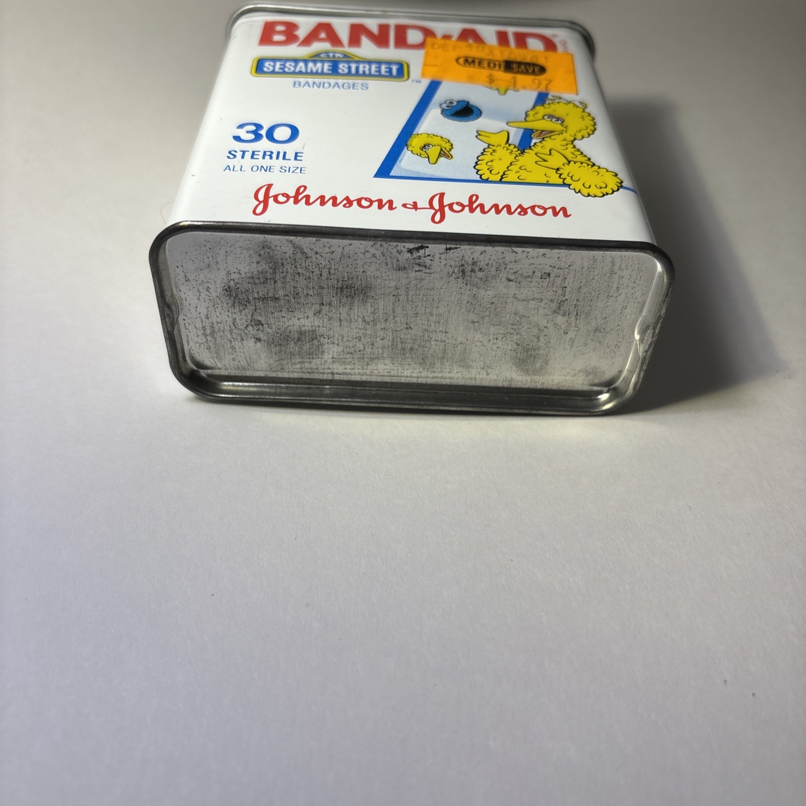 Vintage Johnson & Johnson Sesame Street Band-Aid Big Bird Tin Empty