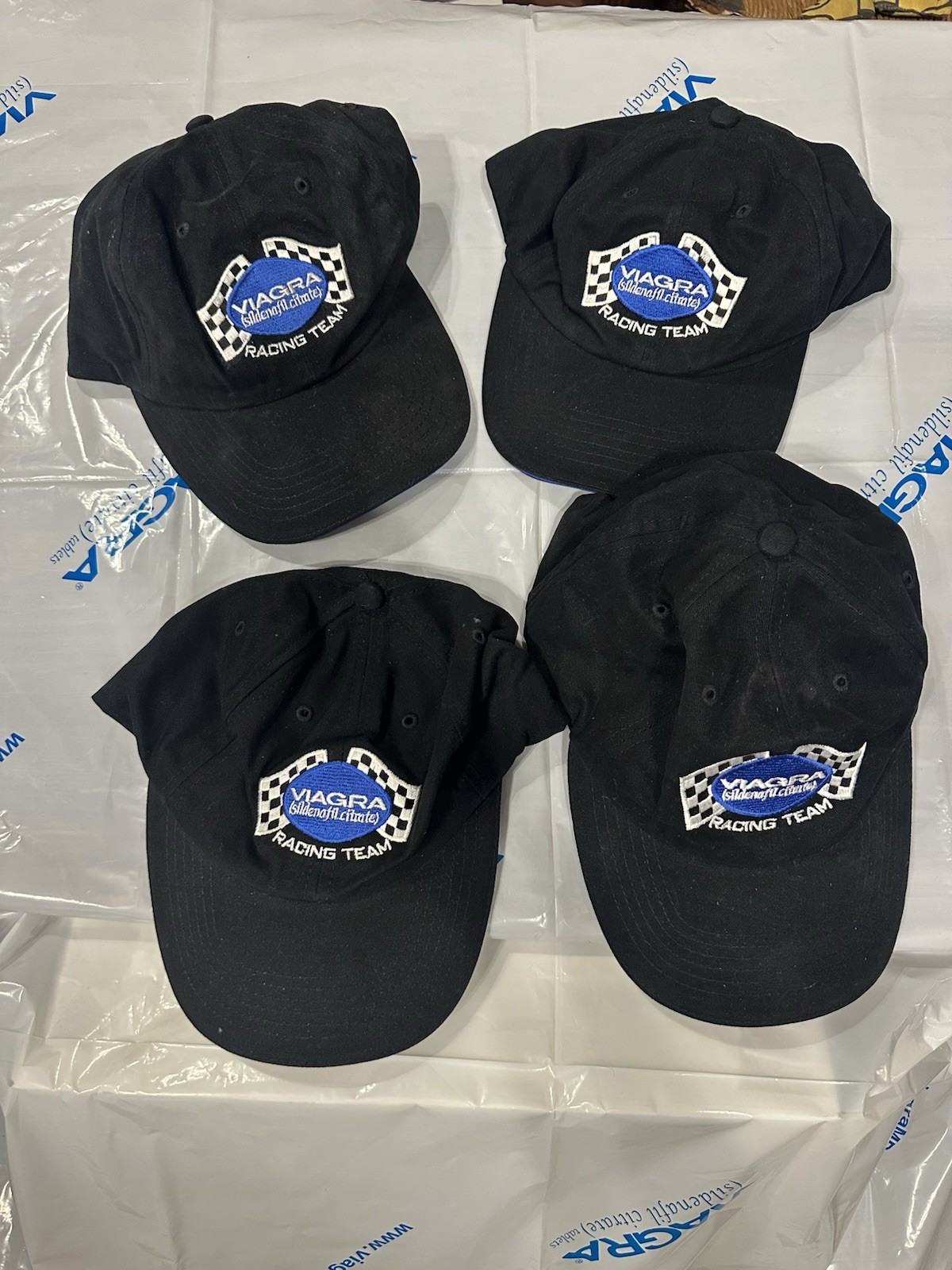 Original Promotional Pfizer Viagra Team Racing Hat lot FOUR RARE Early 2000s