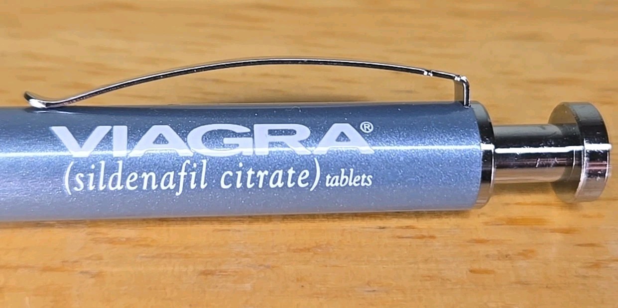 Viagra Metal PEN Drug Rep Pharmaceutical Promo Nail Head Clicker Bumpy Gripper