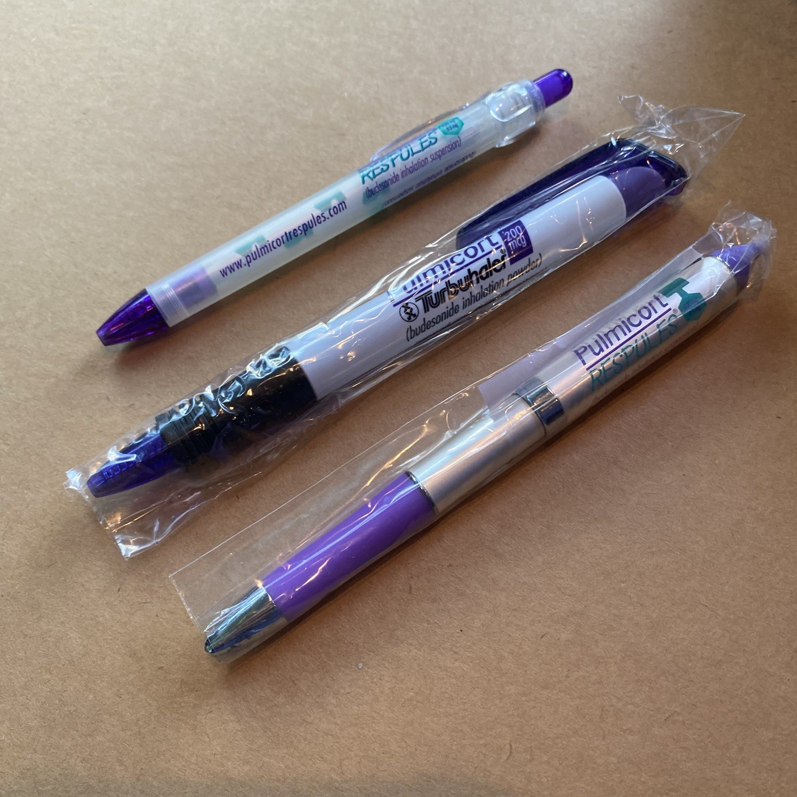 Drug Rep Pharmaceutical Stapler & Pens RARE Pulmicort New Box Advertising Purple