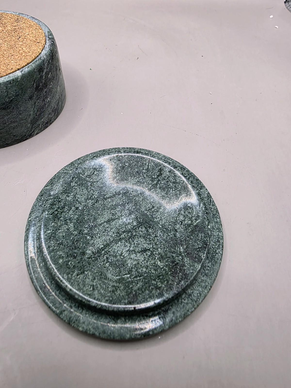 Vtg Rare Bayer Marble Trinket Box Brass Lidded Jewelry Case Pharma Promo Decor