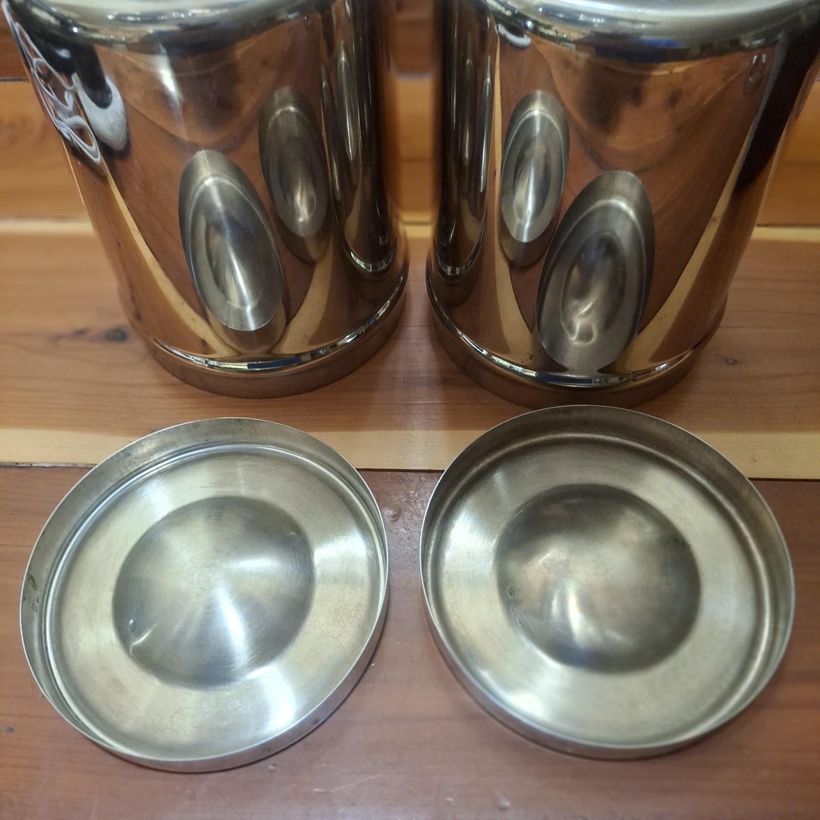 Vollrath 8802 Stainless Steel Canister Set Of 2 Heavy-Duty Container W/lids Vtg