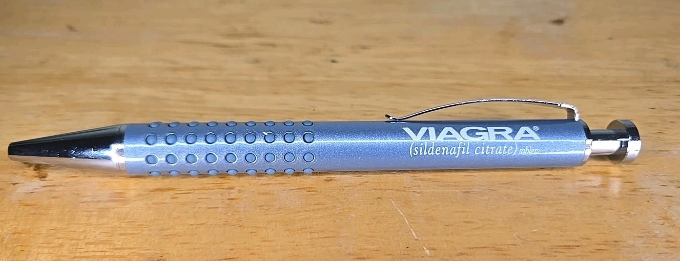 Viagra Metal PEN Drug Rep Pharmaceutical Promo Nail Head Clicker Bumpy Gripper