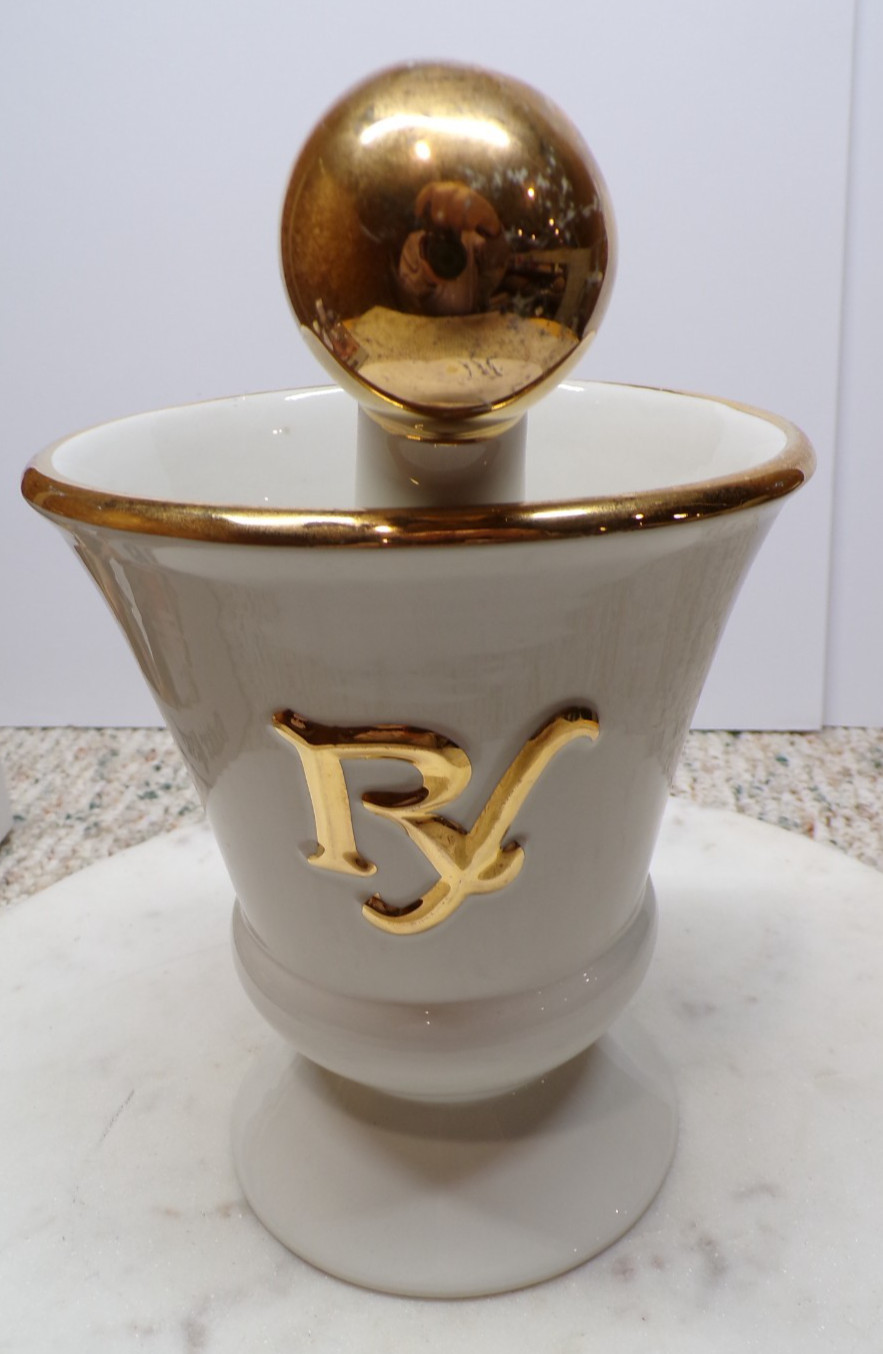 Vintage RX Pharmacy Drug Store Apothecary Mortar Pestle Set By Owens-Illinois