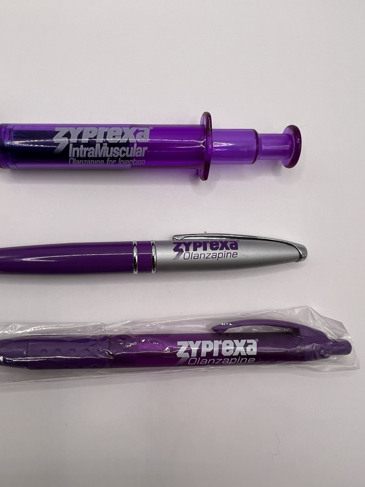 VTG Zyprexa Olanzapine Pharmaceutical Drug Rep Pens Syringe Marker Post It Flags