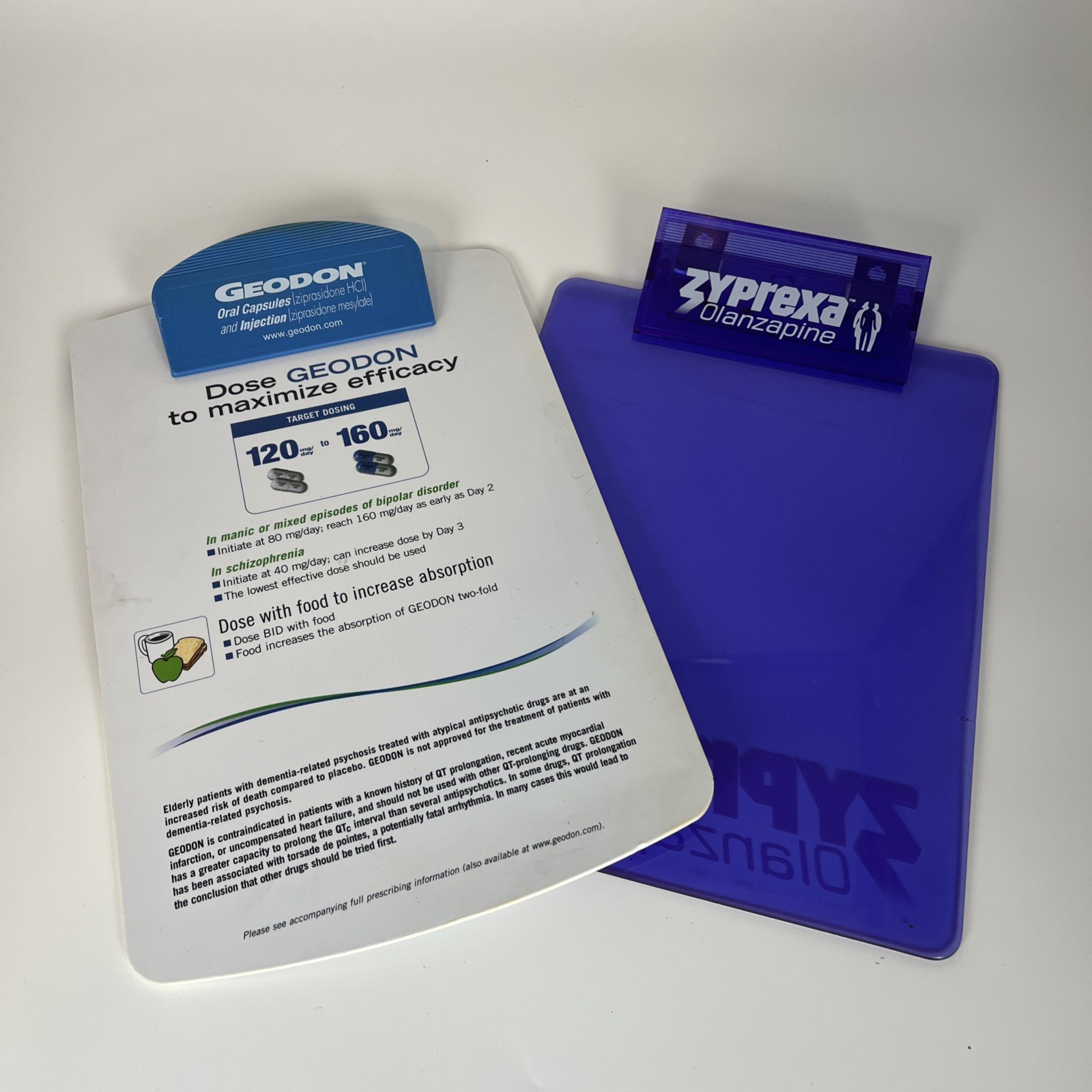 Zyprexa And Geodon Clip Boards Pharmaceutical Advertising